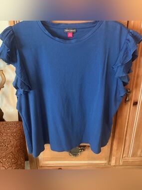XL Vince Camuto Royal Blue Ruffle Sleeve Tee